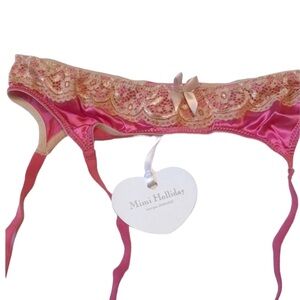 Mimi Holiday Silk & Lace Garter Belt, NWT
